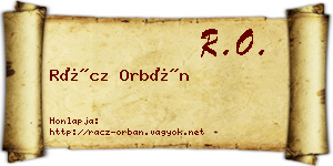 Rácz Orbán névjegykártya