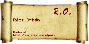 Rácz Orbán névjegykártya